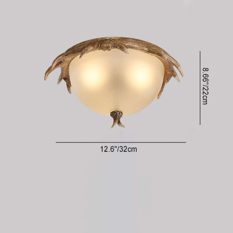 Contemporary Retro Antler Resin LED Flush Mount Light for Bedroom