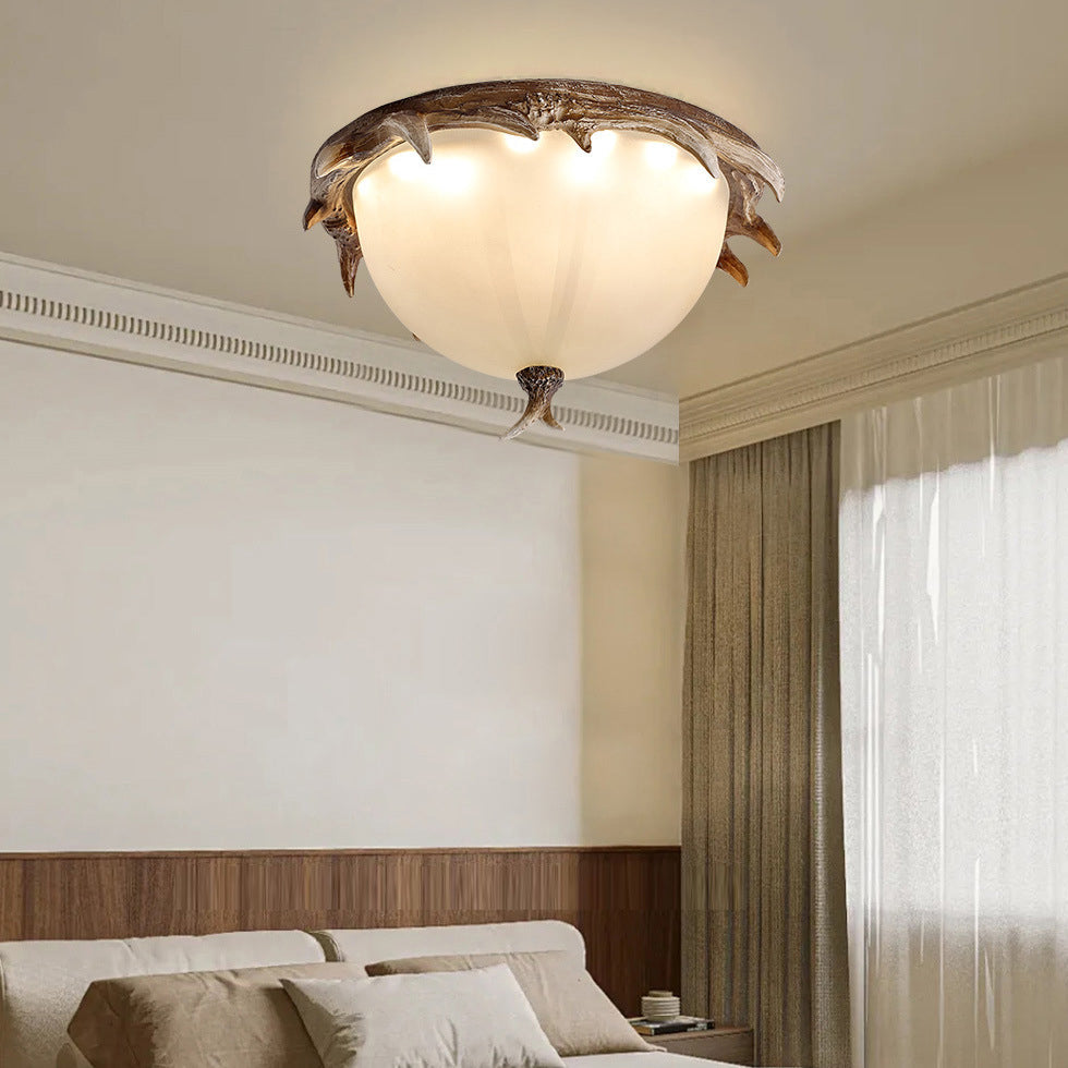 Contemporary Retro Antler Resin LED Flush Mount Light for Bedroom