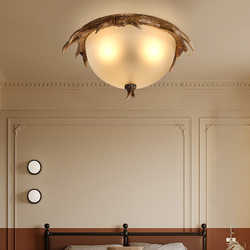 Contemporary Retro Antler Resin LED Flush Mount Light for Bedroom