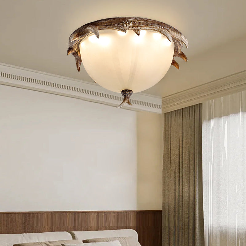 Contemporary Retro Antler Resin LED Flush Mount Light for Bedroom
