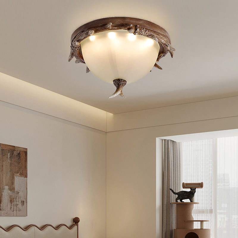 Contemporary Retro Antler Resin LED Flush Mount Light for Bedroom