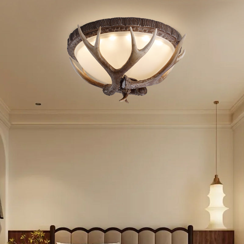Contemporary Retro Antler Resin LED Flush Mount Light for Bedroom