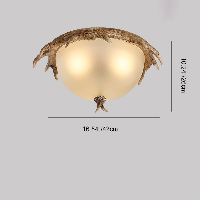 Contemporary Retro Antler Resin LED Flush Mount Light for Bedroom