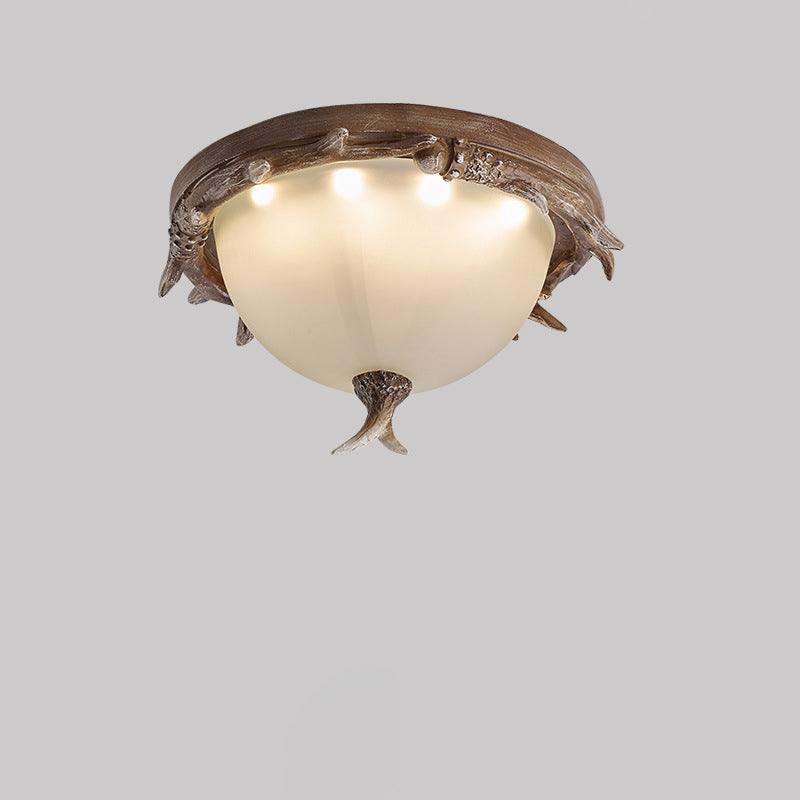 Contemporary Retro Antler Resin LED Flush Mount Light for Bedroom