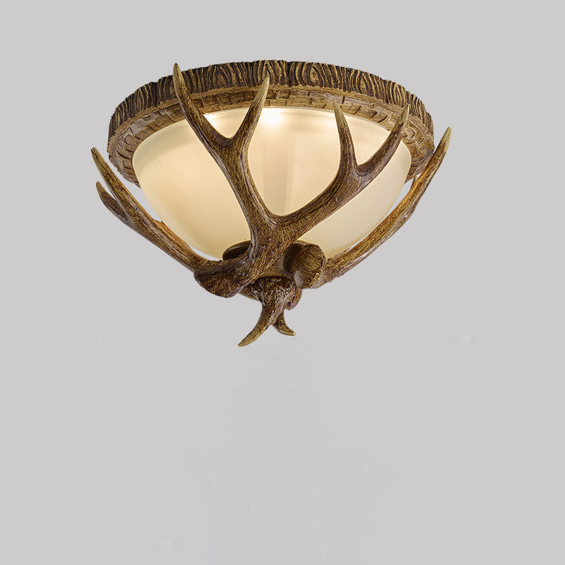Contemporary Retro Antler Resin LED Flush Mount Light for Bedroom