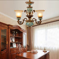 European Flower Pattern Chandelier - Light Resin Iron Glass for Living Room, 3/6/8/10 Petals