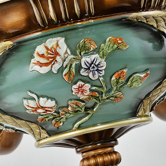 European Flower Pattern Chandelier - Light Resin Iron Glass for Living Room, 3/6/8/10 Petals
