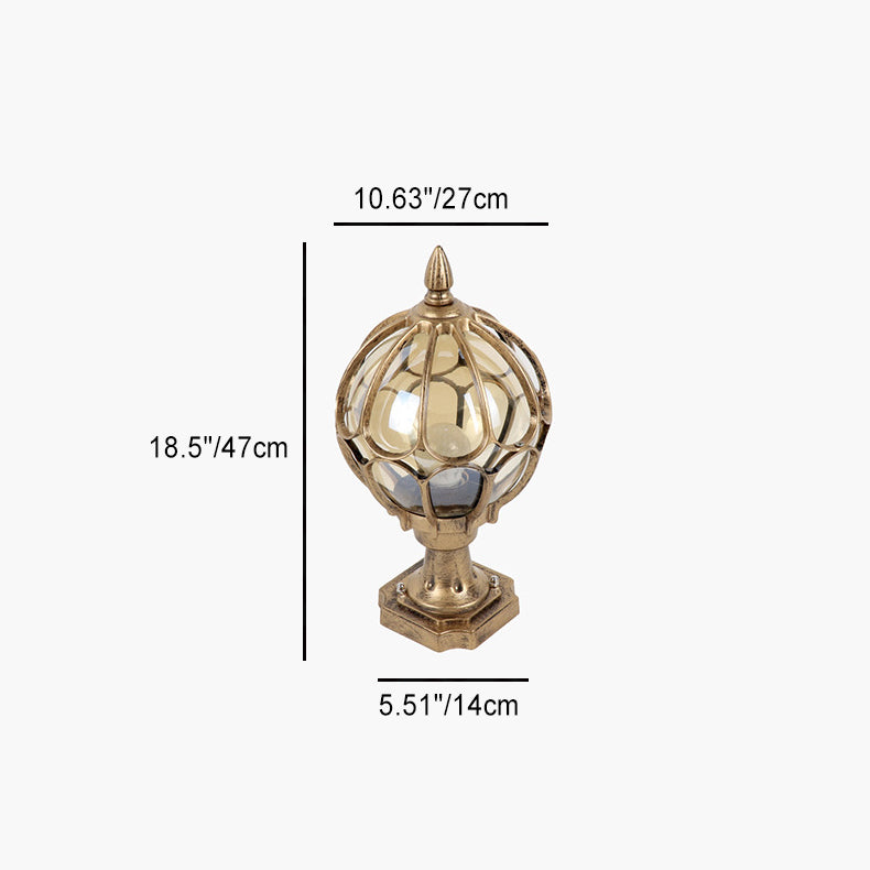 Contemporary Simplicity Round Waterproof Aluminum Glass 1-Light Outdoor Post Light for Garden, Modern Garden Lighting, Durable Waterproof Outdoor Fixture, Stylish Aluminum Post Light, Energy Efficient LED Outdoor Lighting, Landscaped Yard Illumination, De