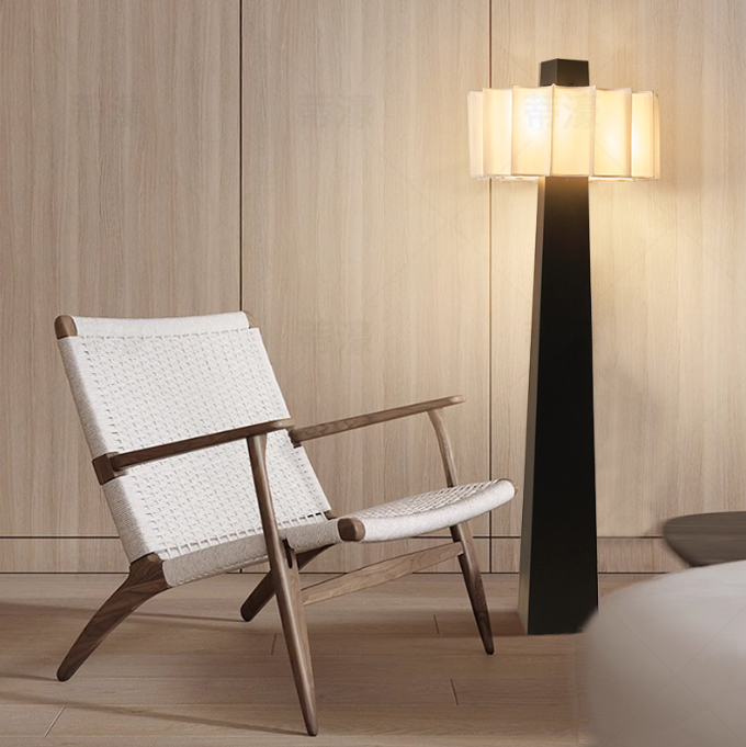 Traditional Japanese Fabric 4-Light Floor Lamp with Iron Hardware for Living Room
