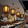 Traditional Chinese Lantern Pine Imitation Sheepskin Lampshade 1-Light Chandelier for Dining Room