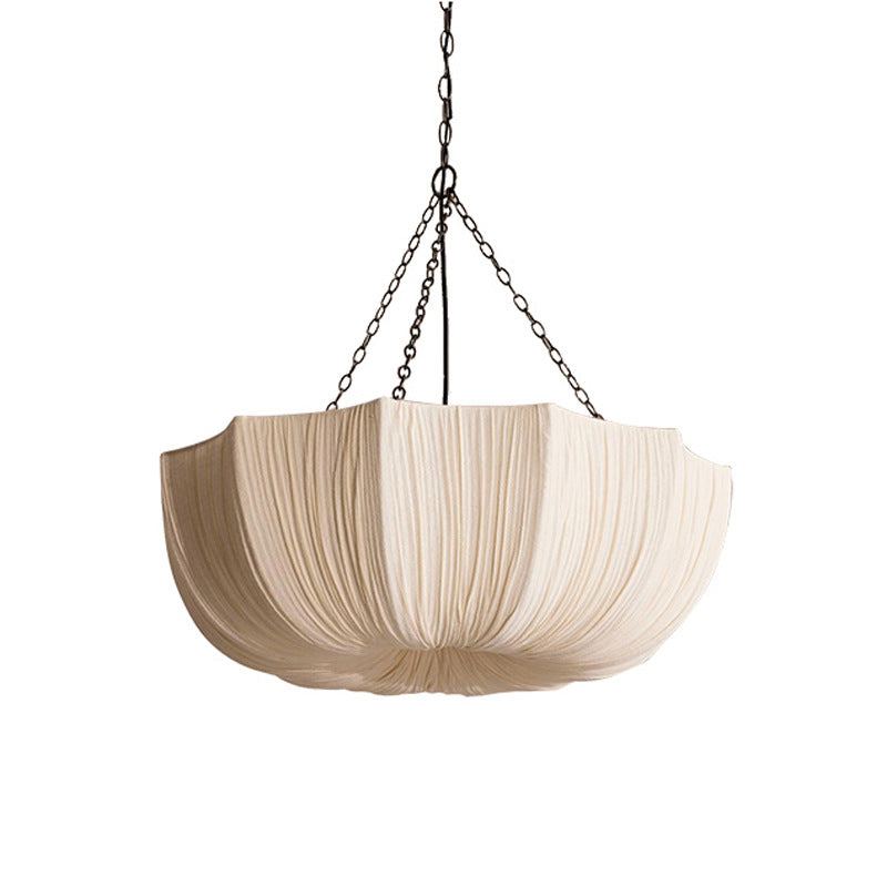 Traditional French Petal Semi-Circular Fabric Lampshade Chandelier - 3/5 Light for Dining Room Elegant Lighting