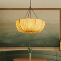 Traditional French Petal Semi-Circular Fabric Lampshade Chandelier - 3/5 Light for Dining Room Elegant Lighting