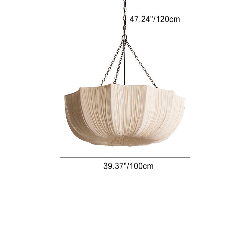 Traditional French Petal Semi-Circular Fabric Lampshade Chandelier - 3/5 Light for Dining Room