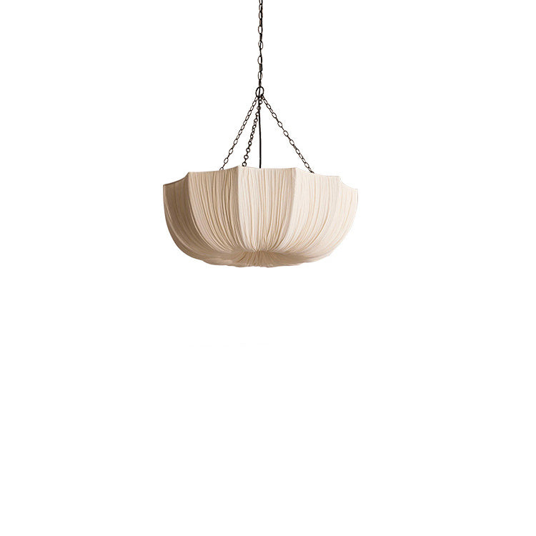 Traditional French Petal Semi-Circular Fabric Lampshade Chandelier - 3/5 Light for Dining Room Elegant Lighting