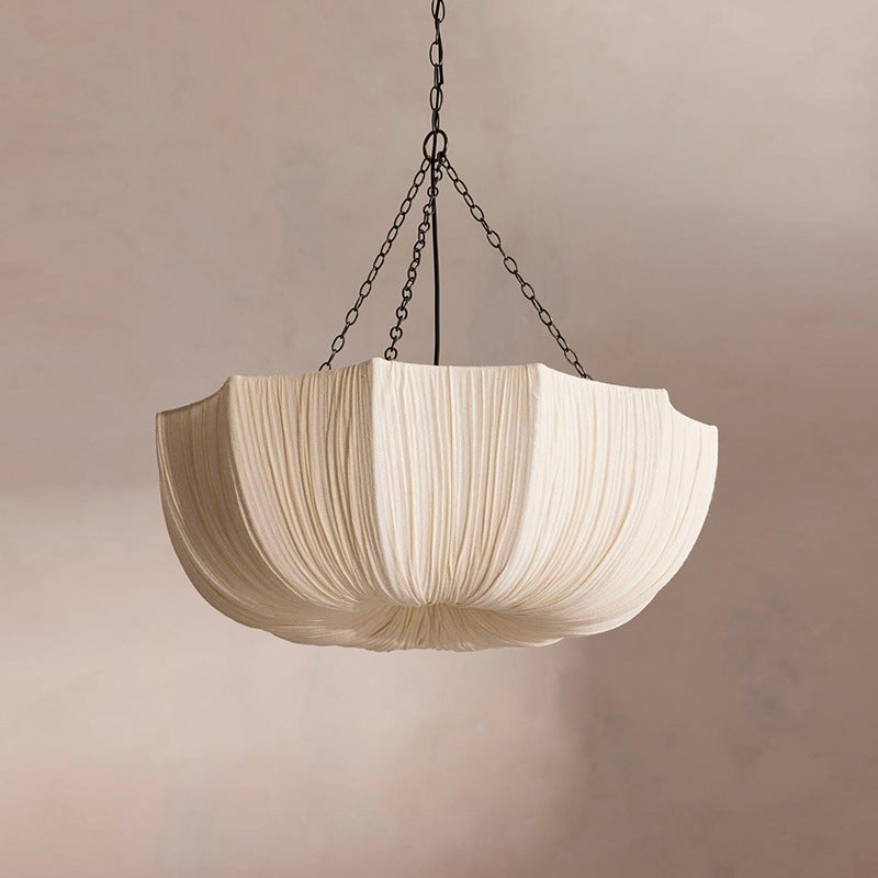 Traditional French Petal Semi-Circular Fabric Lampshade Chandelier - 3/5 Light for Dining Room