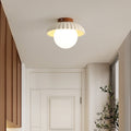 Contemporary Nordic Dome Cream Iron Glass Semi-Flush Mount Hallway Light