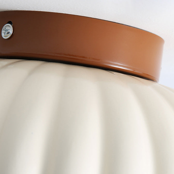 Contemporary Nordic Dome Cream Iron Glass Semi-Flush Mount Hallway Light