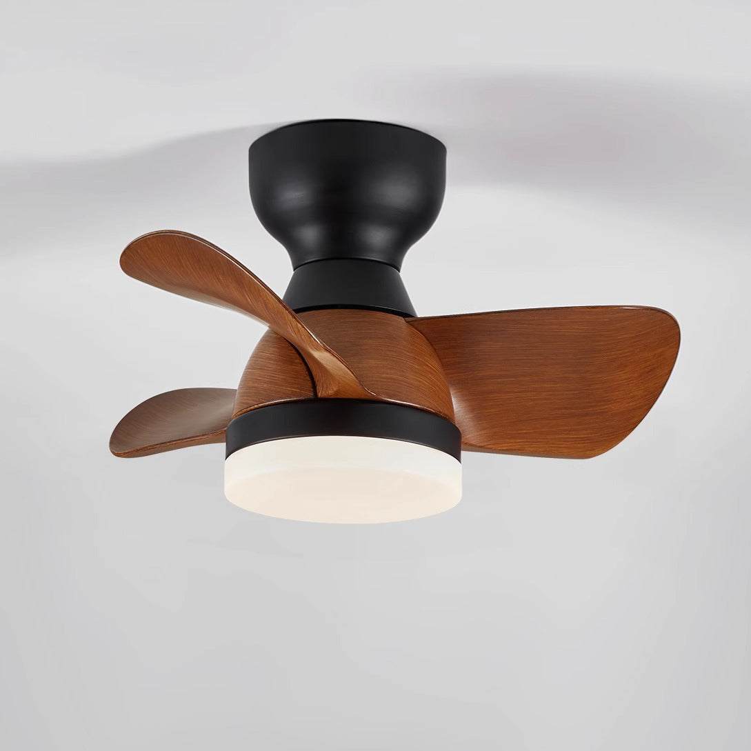Contemporary Retro Ceiling Fan Light - 3 Blades, LED, Downrods, ABS & Iron for Dining Room