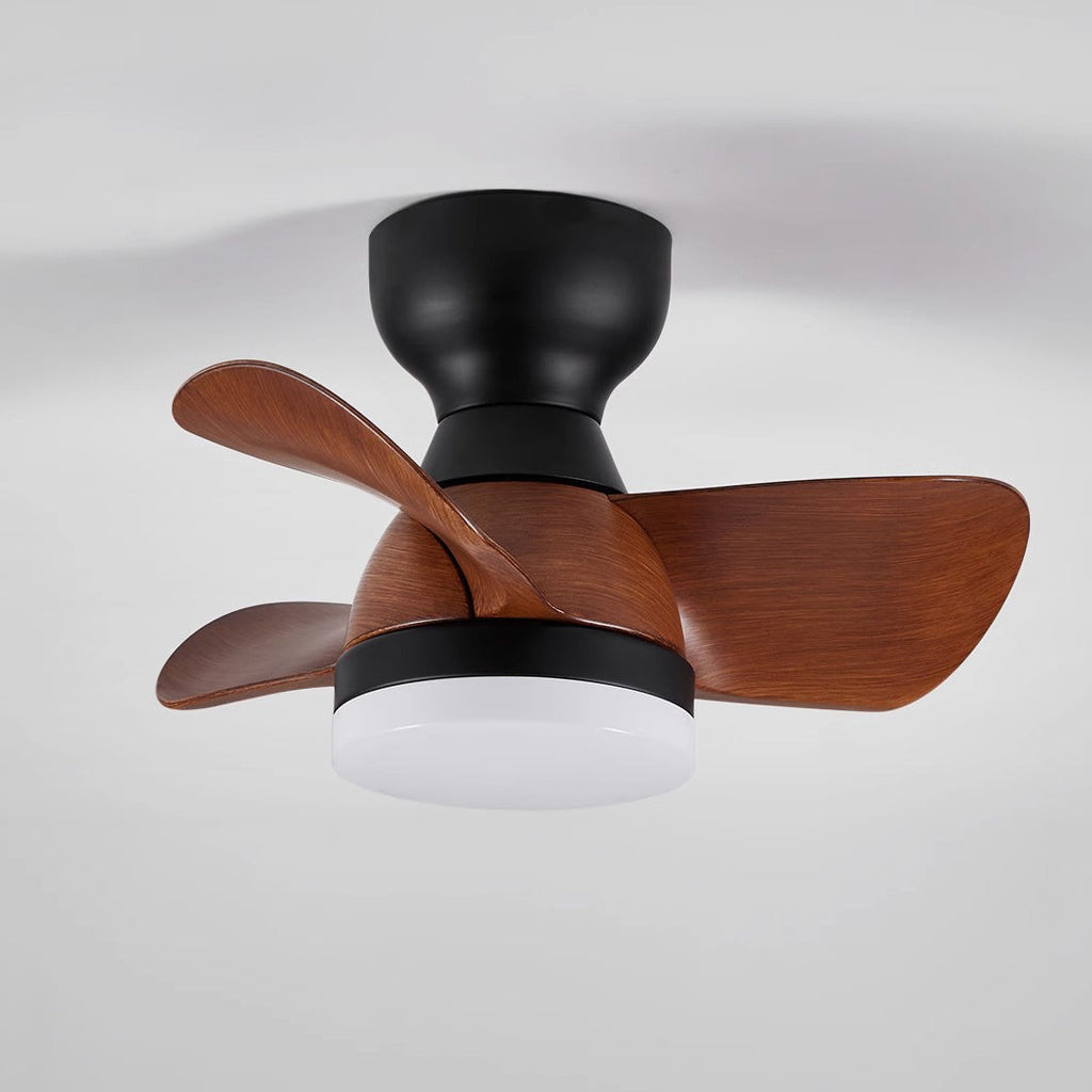Contemporary Retro Ceiling Fan Light - 3 Blades, LED, Downrods, ABS & Iron for Dining Room