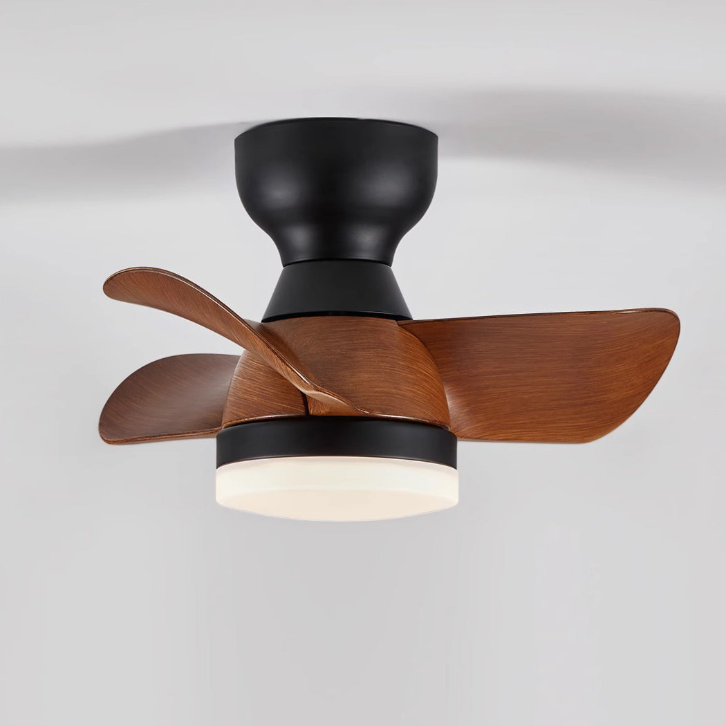 Contemporary Retro Ceiling Fan Light - 3 Blades, LED, Downrods, ABS & Iron for Dining Room