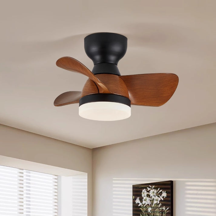 Contemporary Retro Ceiling Fan Light - 3 Blades, LED, Downrods, ABS & Iron for Dining Room