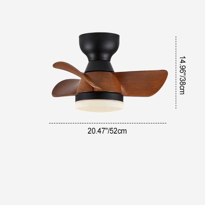Contemporary Retro Ceiling Fan Light - 3 Blades, LED, Downrods, ABS & Iron for Dining Room