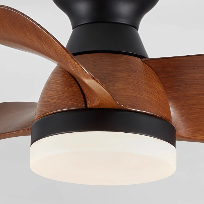 Contemporary Retro Ceiling Fan Light - 3 Blades, LED, Downrods, ABS & Iron for Dining Room