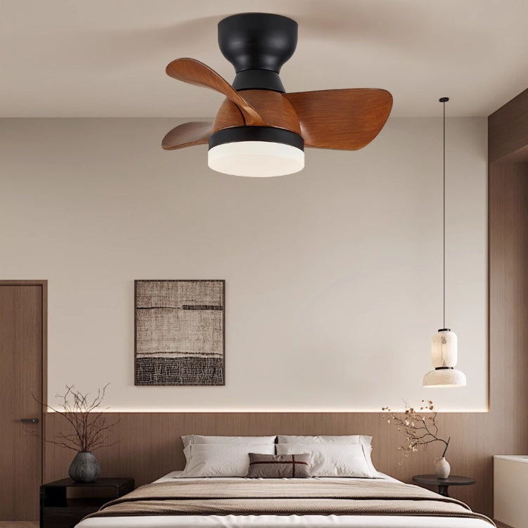 Contemporary Retro Ceiling Fan Light - 3 Blades, LED, Downrods, ABS & Iron for Dining Room