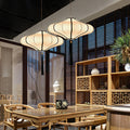 Traditional Chinese Lantern Fabric Lampshade Chandelier for Dining Room