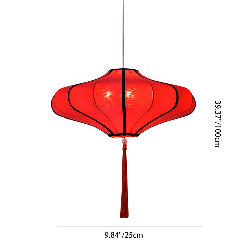 Traditional Chinese Lantern Fabric Lampshade Chandelier for Dining Room