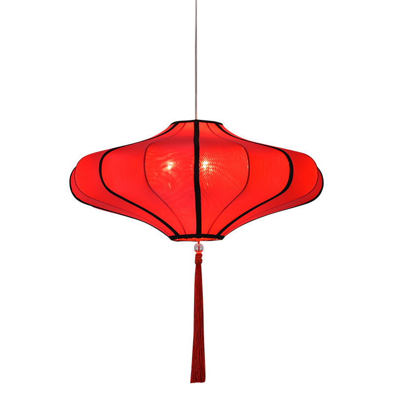 Traditional Chinese Lantern Fabric Lampshade Chandelier for Dining Room