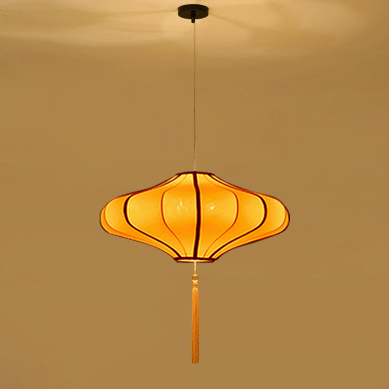 Traditional Chinese Lantern Fabric Lampshade Chandelier for Dining Room
