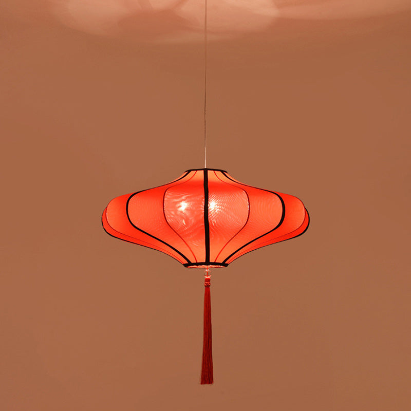 Traditional Chinese Lantern Fabric Lampshade Chandelier for Dining Room