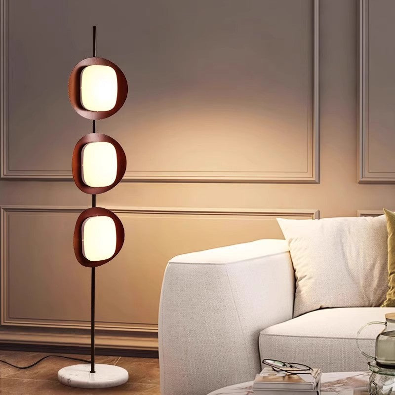 Contemporary Scandinavian Acrylic Floor Lamp with Marble Base and LED Shade for Living Room