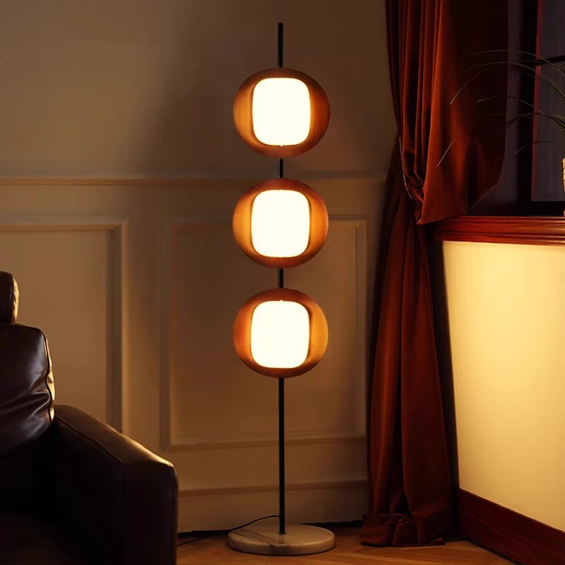 Contemporary Scandinavian Acrylic Floor Lamp with Marble Base and LED Shade for Living Room