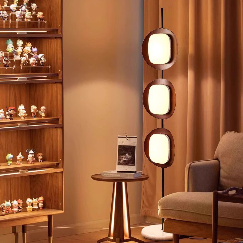 Contemporary Scandinavian Acrylic Floor Lamp with Marble Base and LED Shade for Living Room