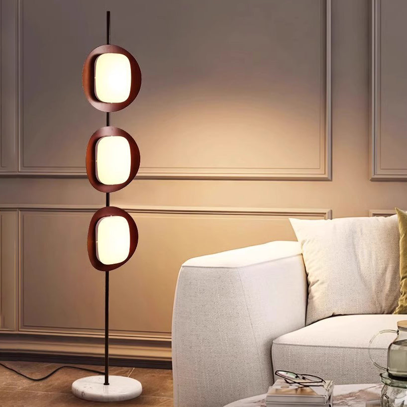 Contemporary Scandinavian Acrylic Floor Lamp with Marble Base and LED Shade for Living Room