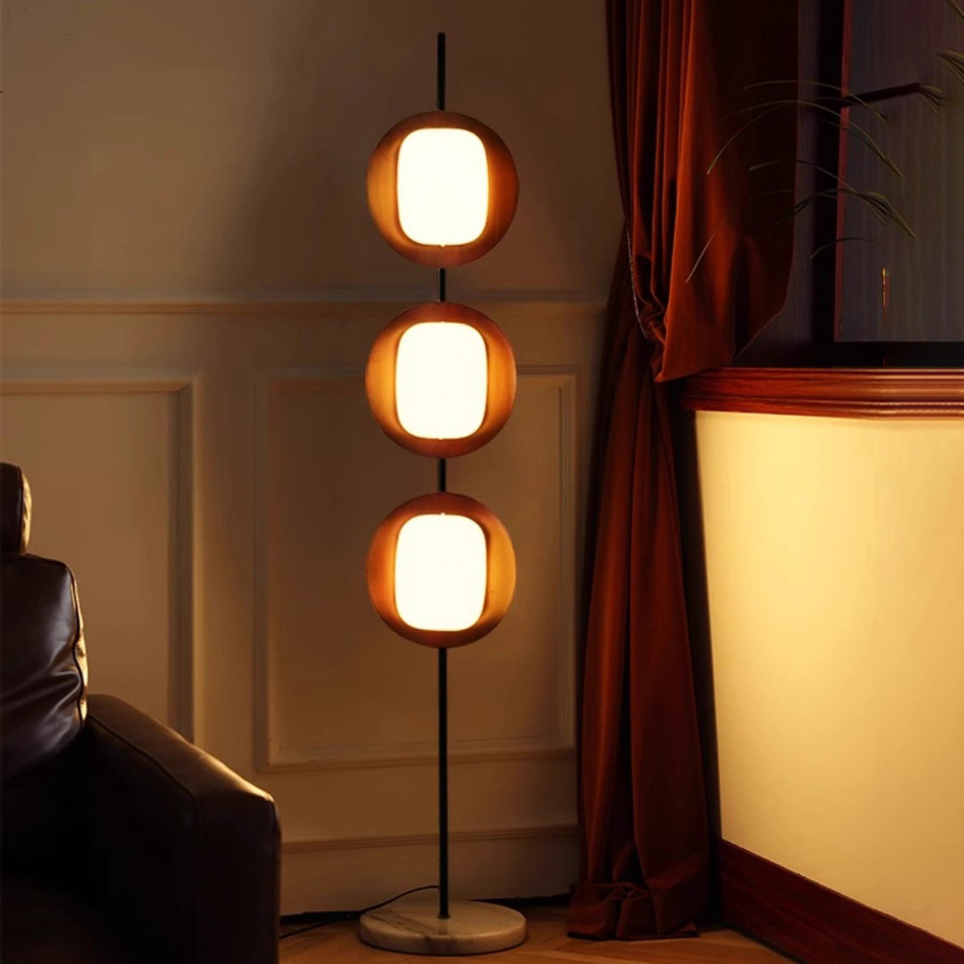 Contemporary Scandinavian Acrylic Floor Lamp with Marble Base and LED Shade for Living Room