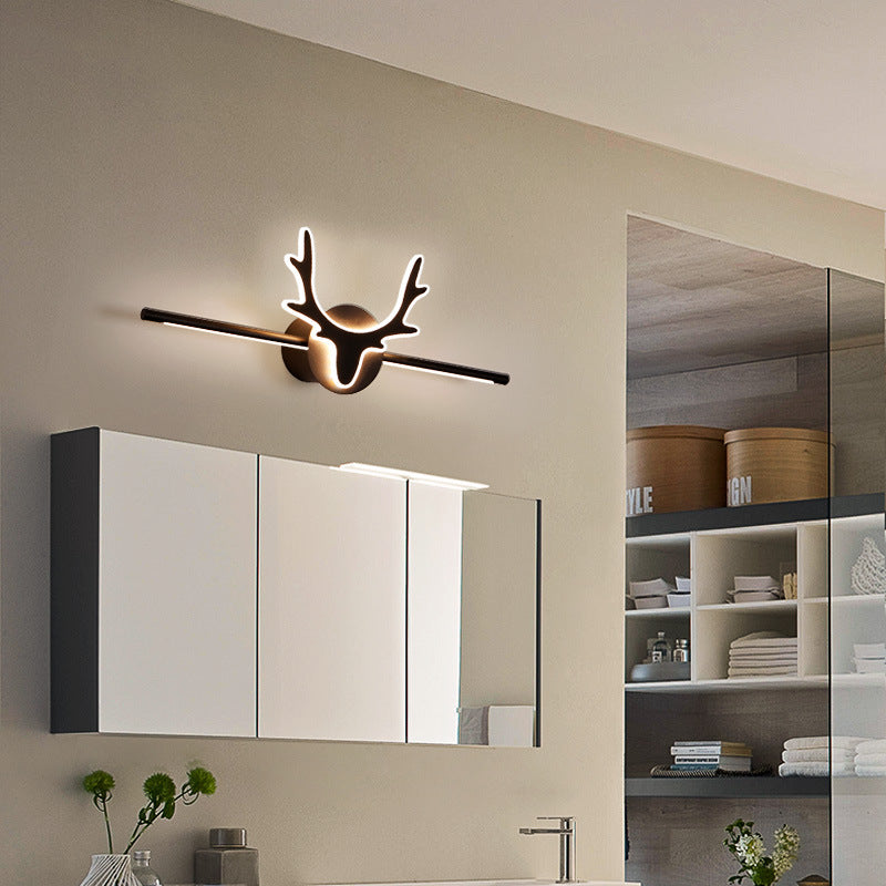 Contemporary Scandinavian Deer Iron Acrylic LED Vanity Light Sconce for Bathroom