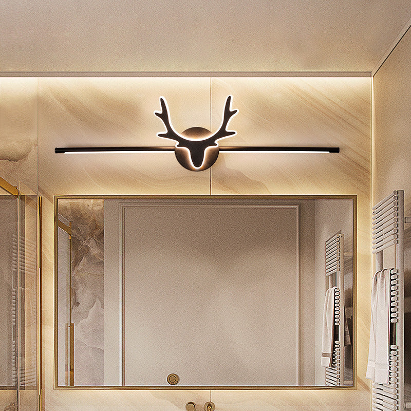 Contemporary Scandinavian Deer Iron Acrylic LED Vanity Light Mirror Sconce for Bathroom