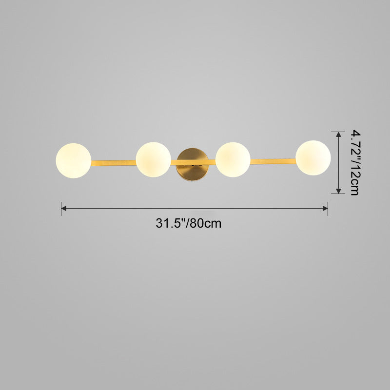Modern Copper Glass Orb 3/4-Light Vanity Wall Sconce for Bathroom Mirror