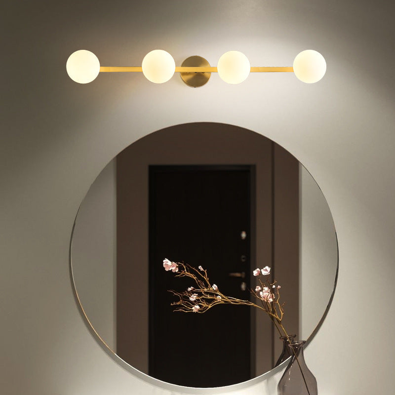 Modern Copper Glass Orb 3/4-Light Vanity Wall Sconce for Bathroom Mirror