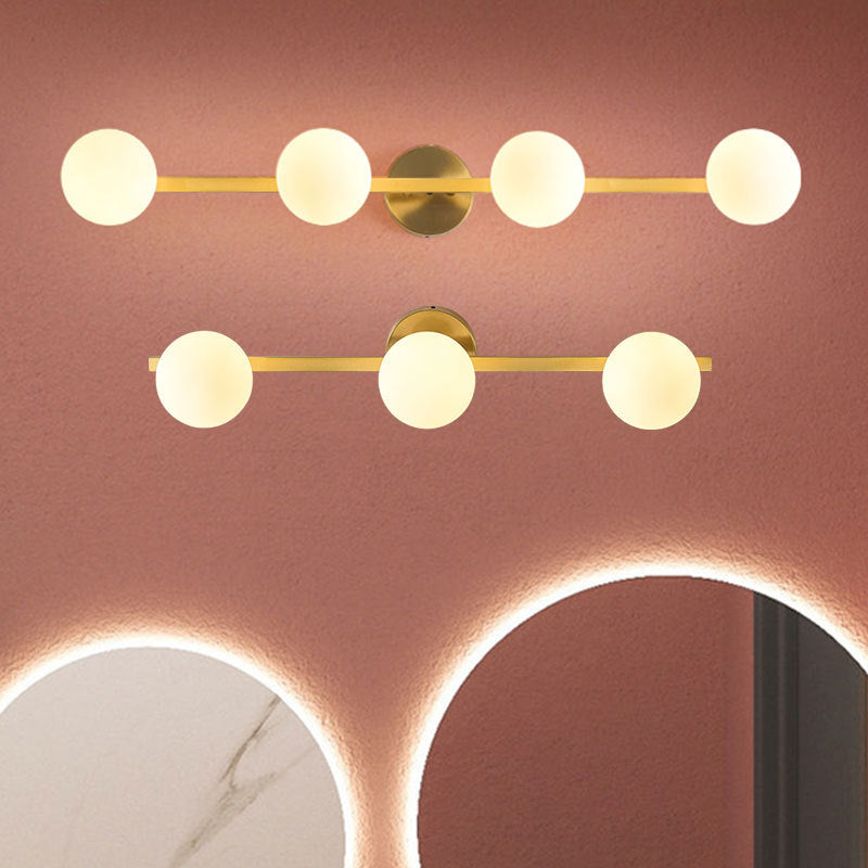 Modern Copper Glass Orb 3/4-Light Vanity Wall Sconce for Bathroom Mirror