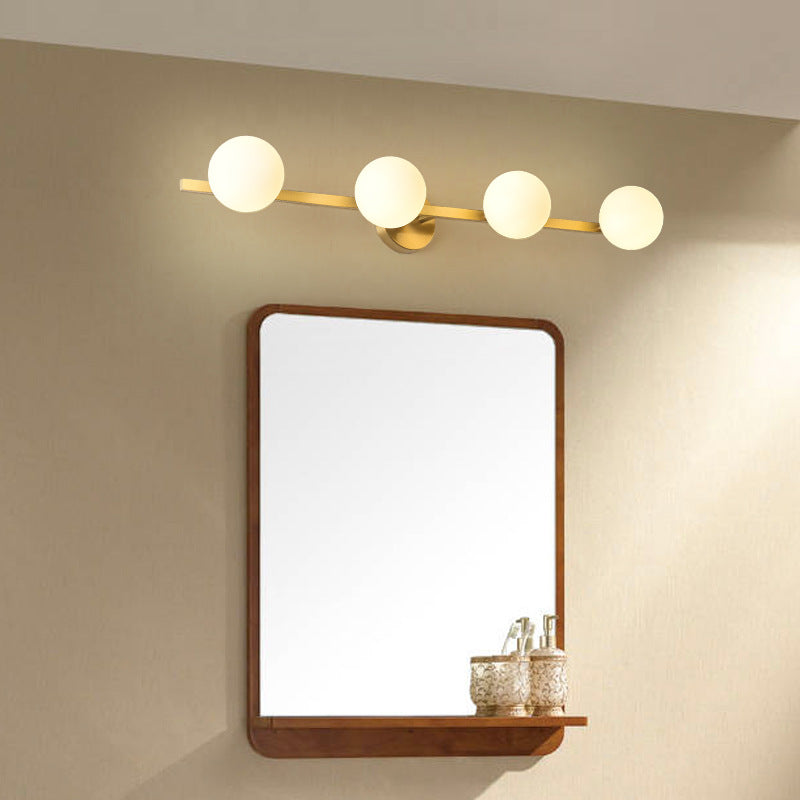 Modern Copper Glass Orb 3/4-Light Vanity Wall Sconce for Bathroom Mirror