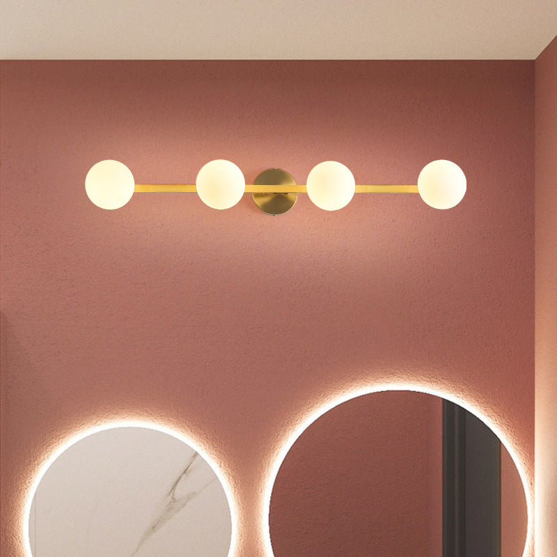 Modern Copper Glass Orb 3/4-Light Vanity Wall Sconce for Bathroom Mirror