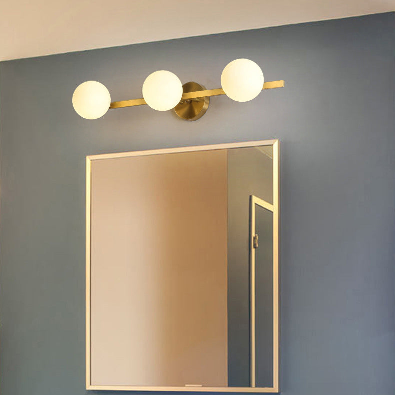 Modern Copper Glass Orb 3/4-Light Vanity Wall Sconce for Bathroom Mirror