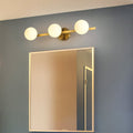 Modern Copper Glass Orb 3/4-Light Vanity Wall Sconce for Bathroom Mirror