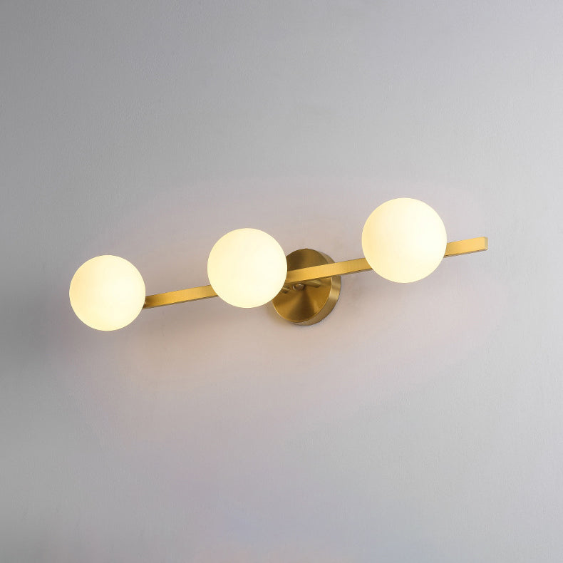 Modern Copper Glass Orb 3/4-Light Vanity Wall Sconce for Bathroom Mirror