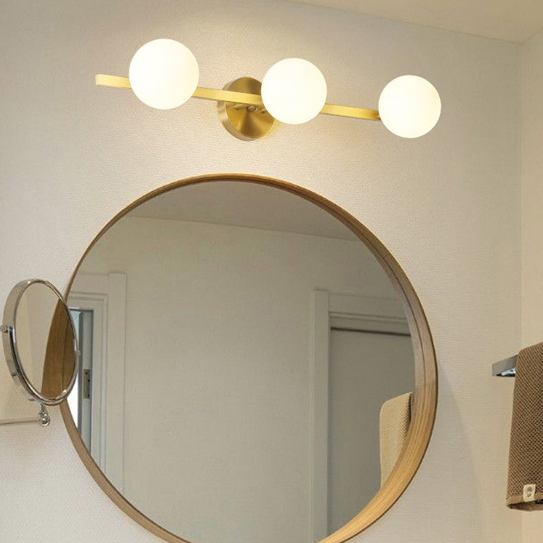 Modern Copper Glass Orb 3/4-Light Vanity Wall Sconce for Bathroom Mirror