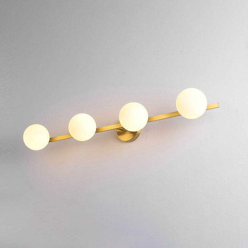 Modern Copper Glass Orb 3/4-Light Vanity Wall Sconce for Bathroom Mirror